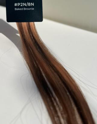 Echte Crown Aura haarstaal #P2N/8N Baked Brownie